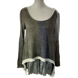 BELLE FRANCE Women Sweater Tunic Sequin Layered Asymmetric Sz M Multicolor 50-15